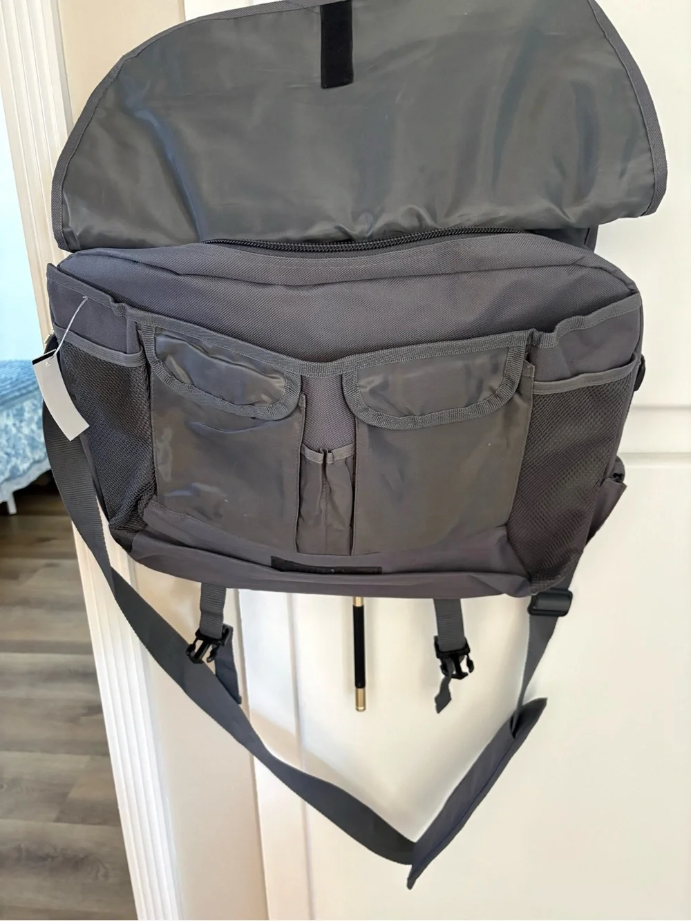 Guess Black Tech Messenger Bag with Silver Accents